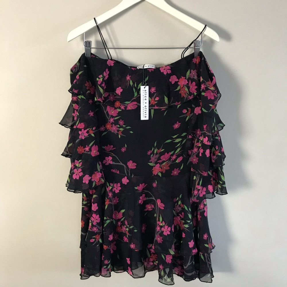 NWT Off the Shoulder Alice + Olivia Ruffle Mini Dress 🌺 - Picture 2 of 7